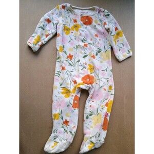 Magnetic Me Floral Velour Sleeper Pajamas Girl 9-12 Months Magnetic Closure